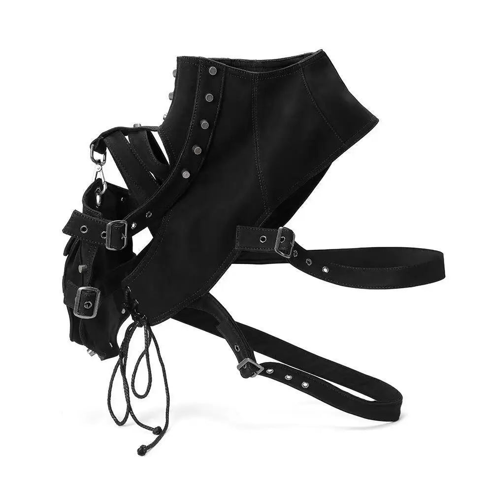 Punk Pu Leather Ladies Halloween Stage Performance Armor Accessories Cosplay Bag Rivet Decorate