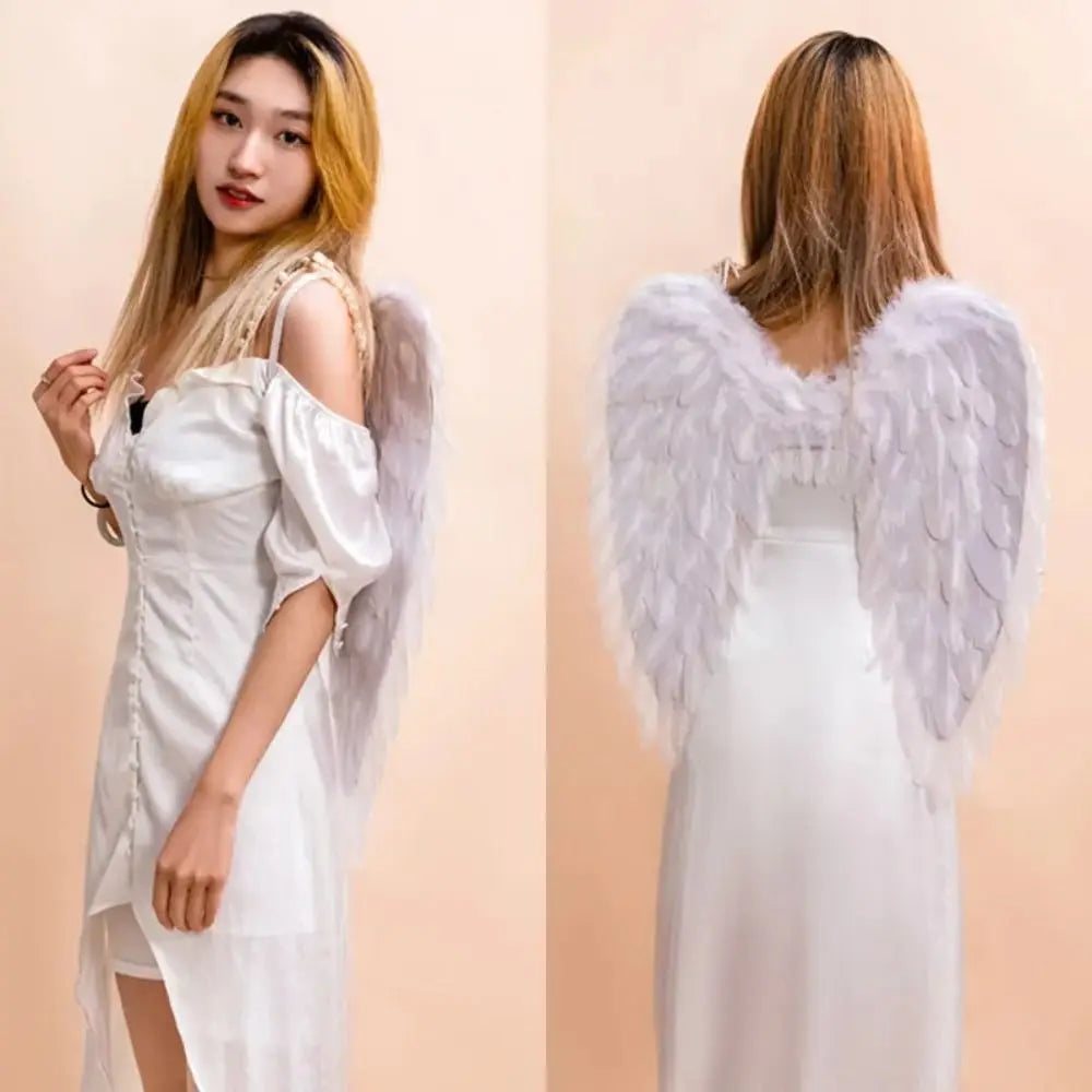 Soft White Feather Wings Black Party Props Cosplay Little Wings Handmade Angel Wings Christmas