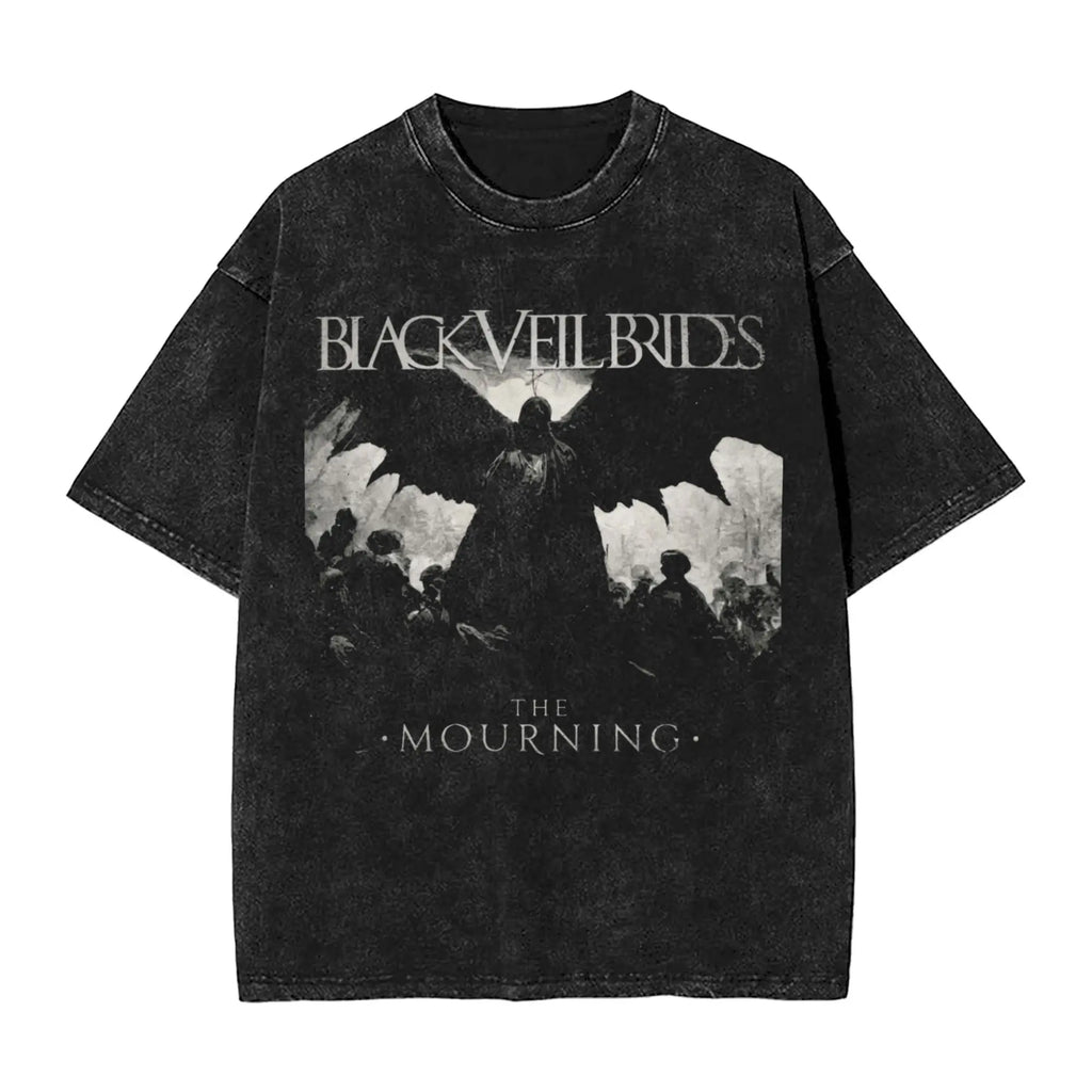 BLACK VEILs BRIDES BAND rock metal band  T Shirts Hip Hop Washed Cotton Harajuku T-Shirt  Retro for Men Women Streetwear Tees