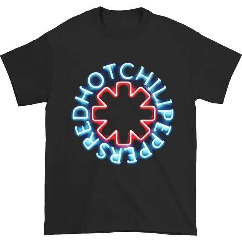 Black White Tshirt Red Hot Chili Peppers Men Cartoon Cool Funny Men Women Harajuku Short-Sleeve Loose Breathable Tops Tees