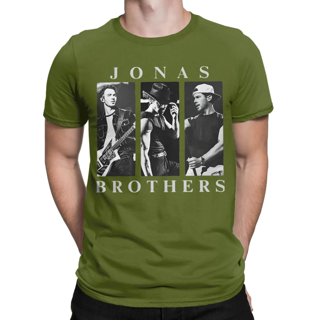 Men T-Shirts Music Brothers Tour 2025 Jonas Concert Funny 100% Cotton Tee Short Sleeve Band Legend T Shirt Crewneck Tops Classic
