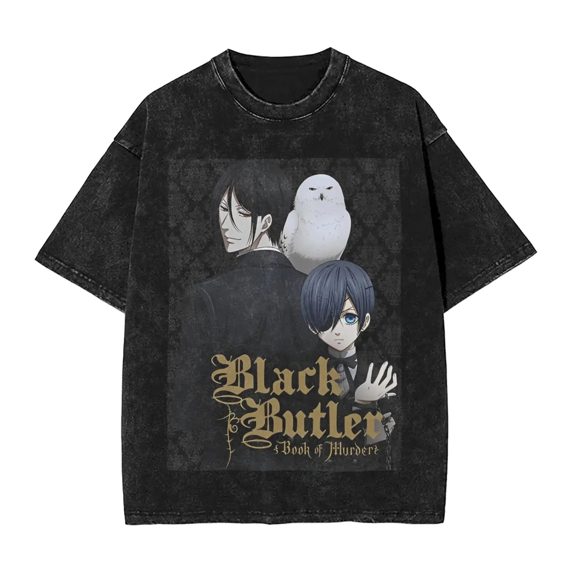 Anime Black Butler Graphic T-shirt for Men Women Clothing Summer Cotton Soft Short Sleeve Tees Vintage Washed Oversized Tshirt