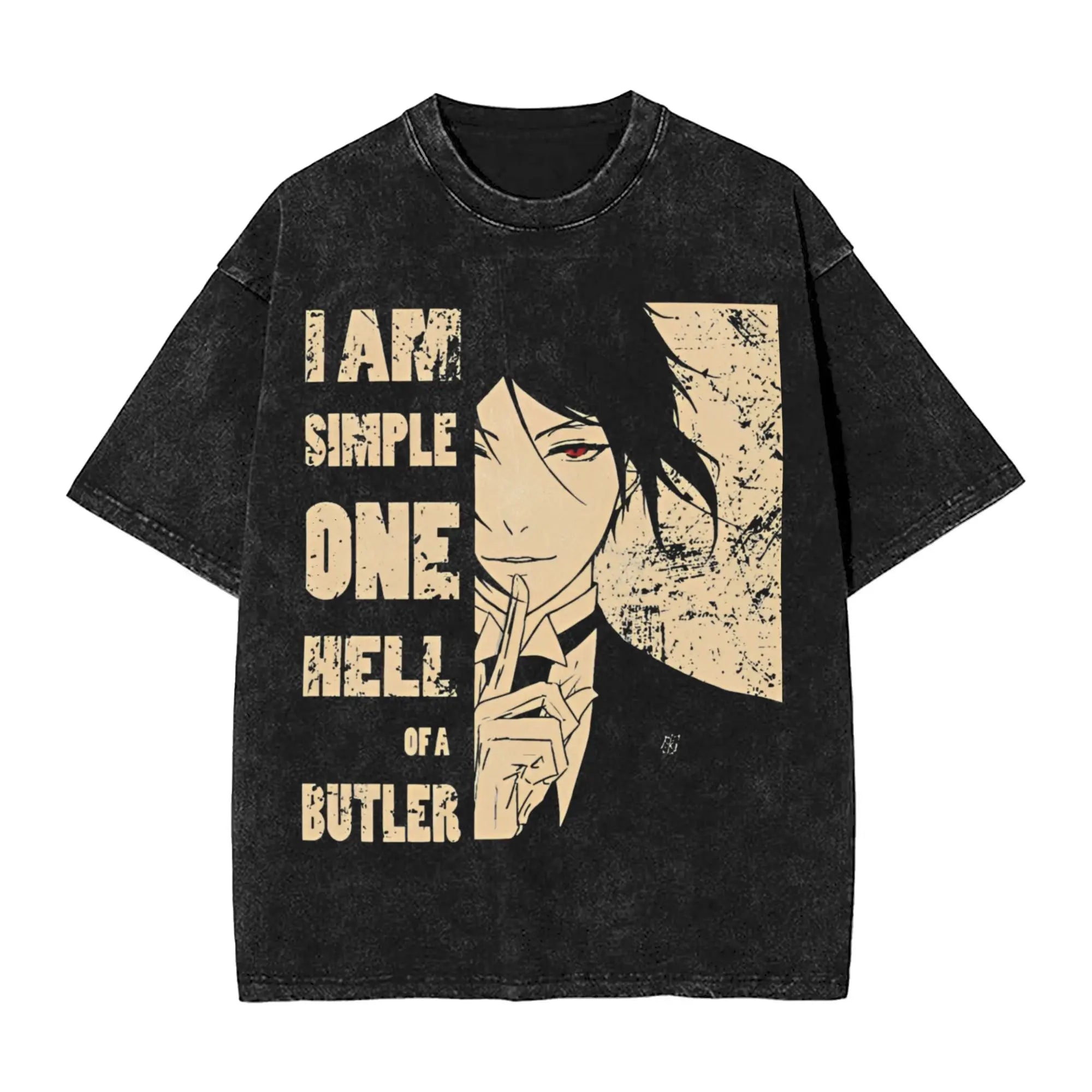 Anime Black Butler Graphic T-shirt for Men Women Clothing Summer Cotton Soft Short Sleeve Tees Vintage Washed Oversized T Shirt