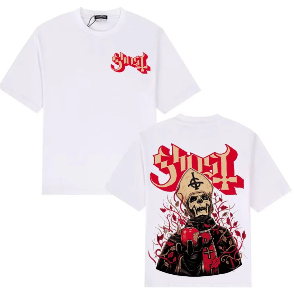 Gothic Rock Band Ghost T-shirts Mens Y2K Oversized High Quality Casual T-shirts Women Hot Sale Cozy Cotton Short Sleeve T Shirts