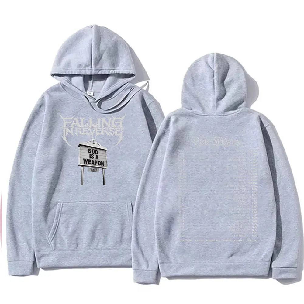 Falling in Reverse God Is A Weapon Tour 2025 Hoodies Men Women Gothic Casual Oversized Sweatshirt Vintage Aesthetic Hoody Autumn