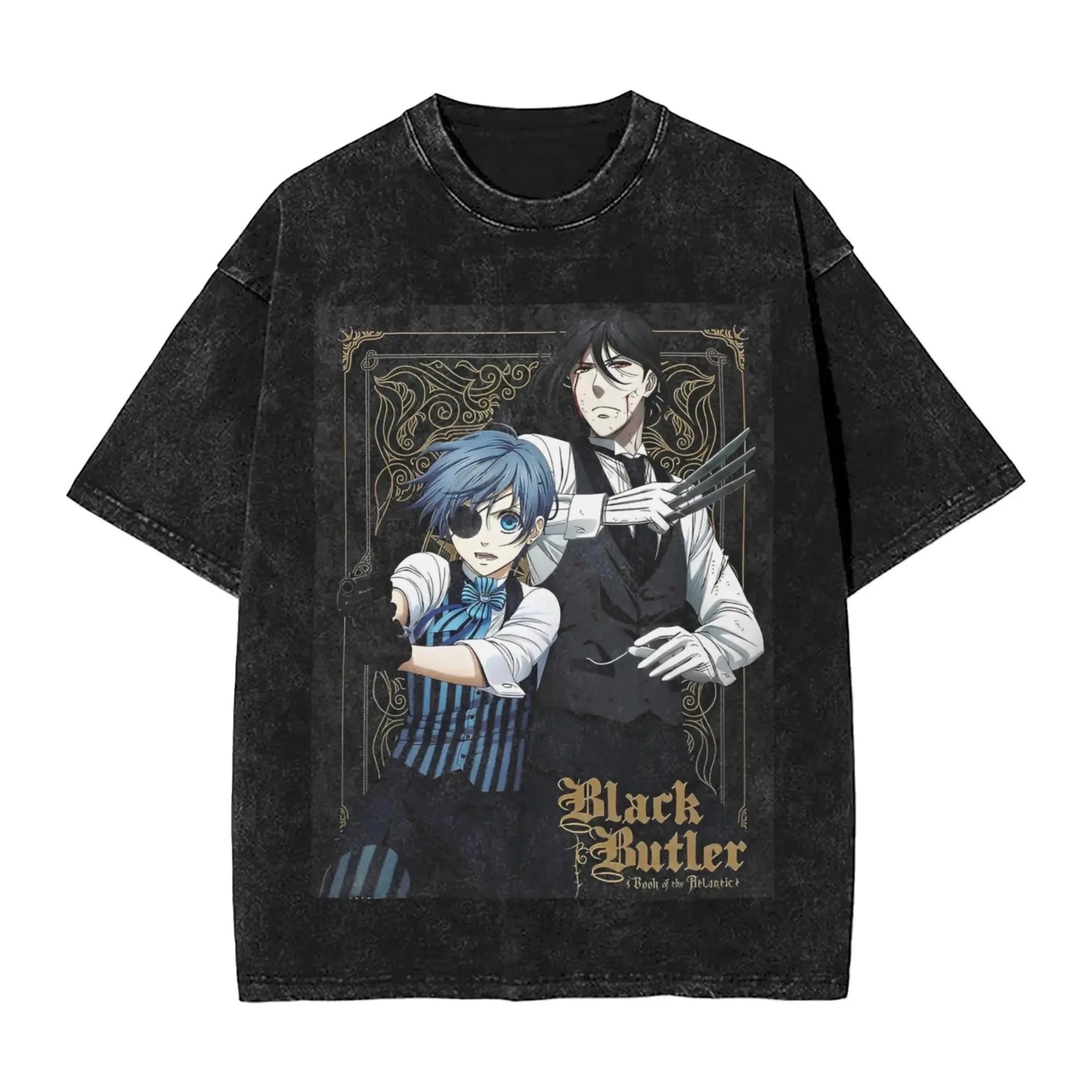Anime Black Butler Graphic T-shirt for Men Women Clothing Summer Cotton Soft Short Sleeve Tees Vintage Washed Oversized Tshirt