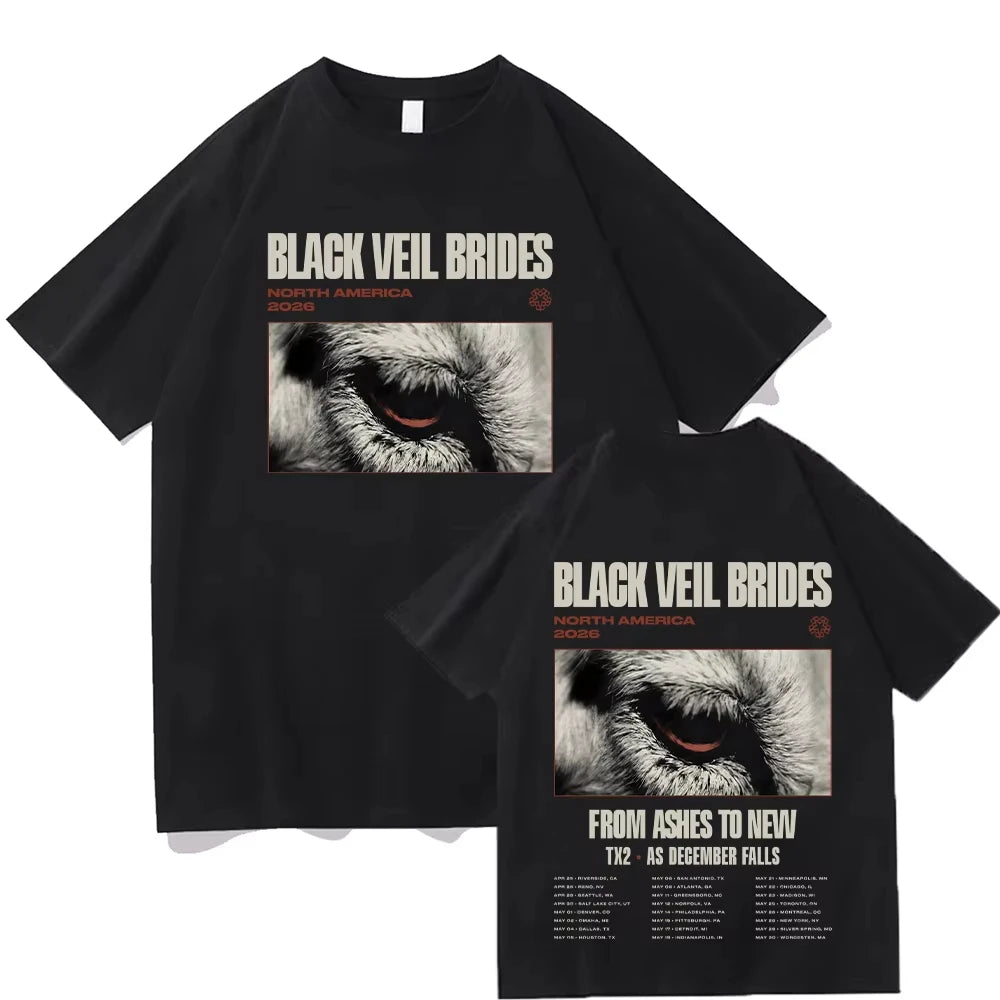 Black Veil Brides NORTH AMERICA 2026 T Shirts Cotton Women Men Vintage Short Sleeve Summer Tee Tops Rock Band Clothes