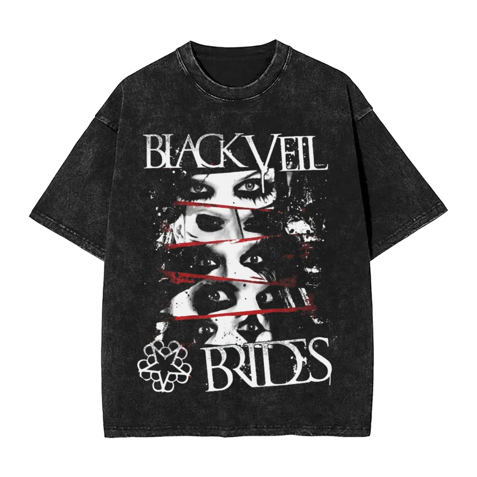 BLACK VEILs BRIDES BAND rock metal band  T Shirts Hip Hop Washed Cotton Harajuku T-Shirt  Retro for Men Women Streetwear Tees