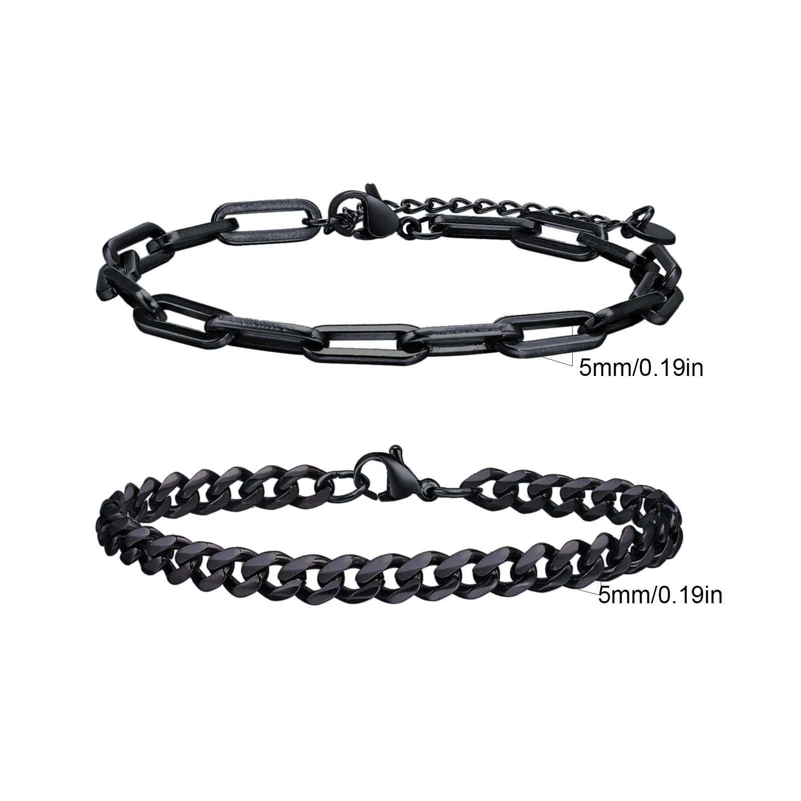 2pcs Men's Chain Bracelets,Stainless Steel Silver Gold Black Color Twist Rope Chain Wristband,Trendy Cuban Link Chains Gift