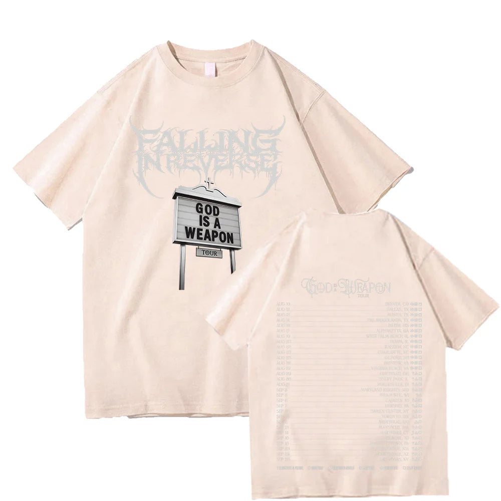 Falling in Reverse God Is A Weapon Tour T Shirts 2025 Fashion Short Sleeve Cotton Summer Tshirts Hip Hop Men Clothes Unisexr Tee