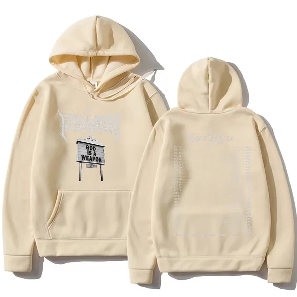 Falling in Reverse God Is A Weapon Tour 2025 Hoodies Men Women Gothic Casual Oversized Sweatshirt Vintage Aesthetic Hoody Autumn