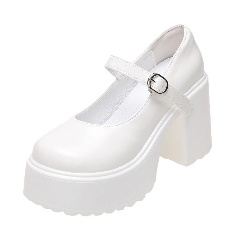 Retro Mary Jane Women's 2024 New High-heeled, Thick-heeled, Waterproof Platform, Round Toe, Versatile Single Shoe