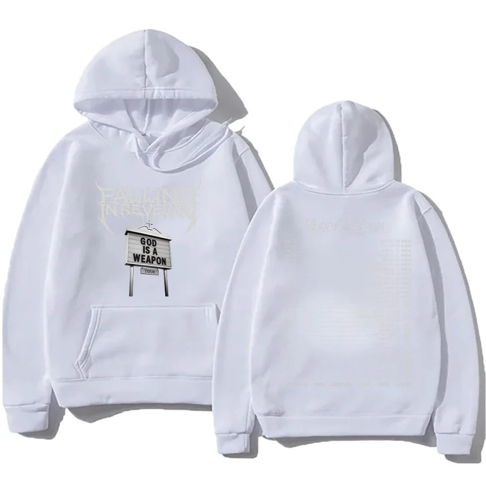 Falling in Reverse God Is A Weapon Tour 2025 Hoodies Men Women Gothic Casual Oversized Sweatshirt Vintage Aesthetic Hoody Autumn