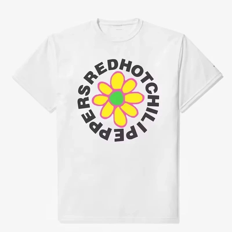 Black White Tshirt Red Hot Chili Peppers Men Cartoon Cool Funny Men Women Harajuku Short-Sleeve Loose Breathable Tops Tees