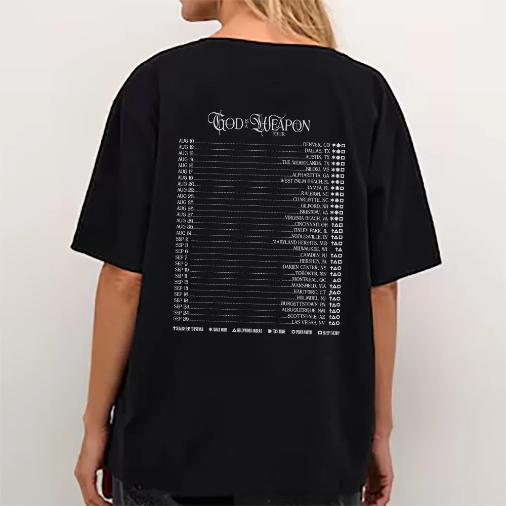 Falling in Reverse God Is A Weapon Tour T Shirts 2025 Fashion Short Sleeve Cotton Summer Tshirts Hip Hop Men Clothes Unisexr Tee