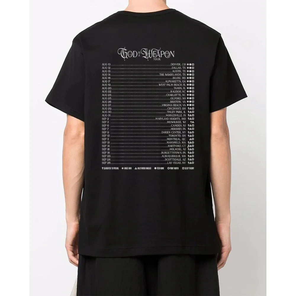 Falling in Reverse God Is A Weapon Tour T Shirts 2025 Fashion Short Sleeve Cotton Summer Tshirts Hip Hop Men Clothes Unisexr Tee