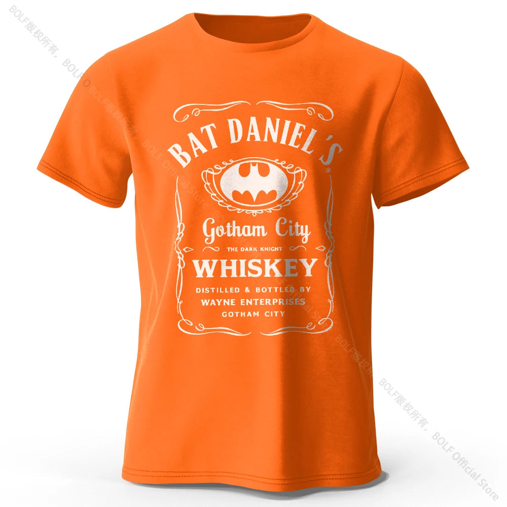 Gotham City Whiskey Printed 100% Cotton T-Shirt, Soft & Breathable Round Neck Short Sleeve Tee, Unisex Dark & Urban Style