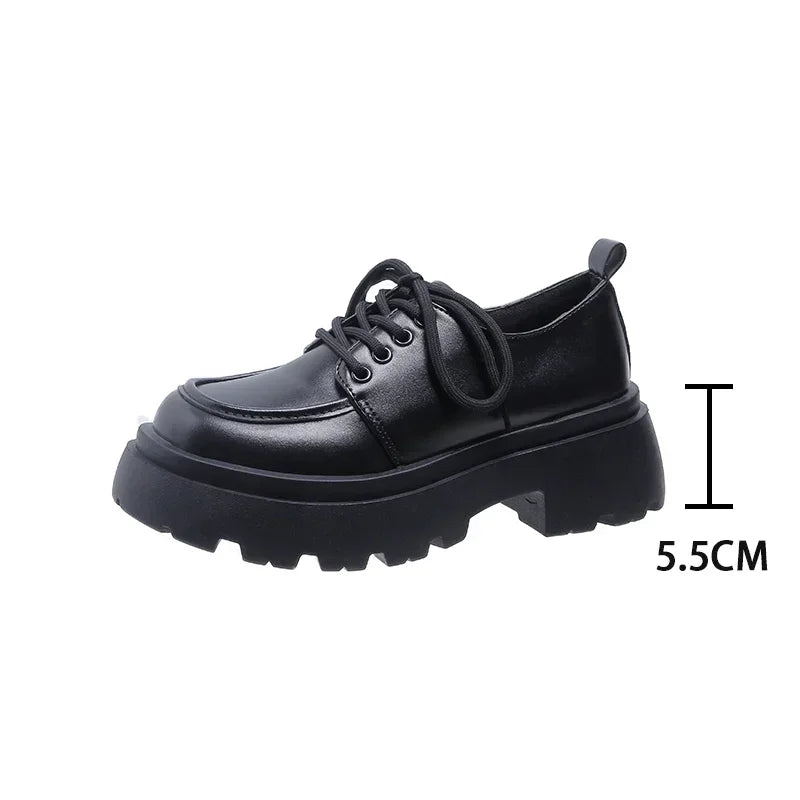 2024 Women Spring New Black Platform Flats Shoes Women Loafers Slip on Boat Shoes Designer Casual Leather Oxfords