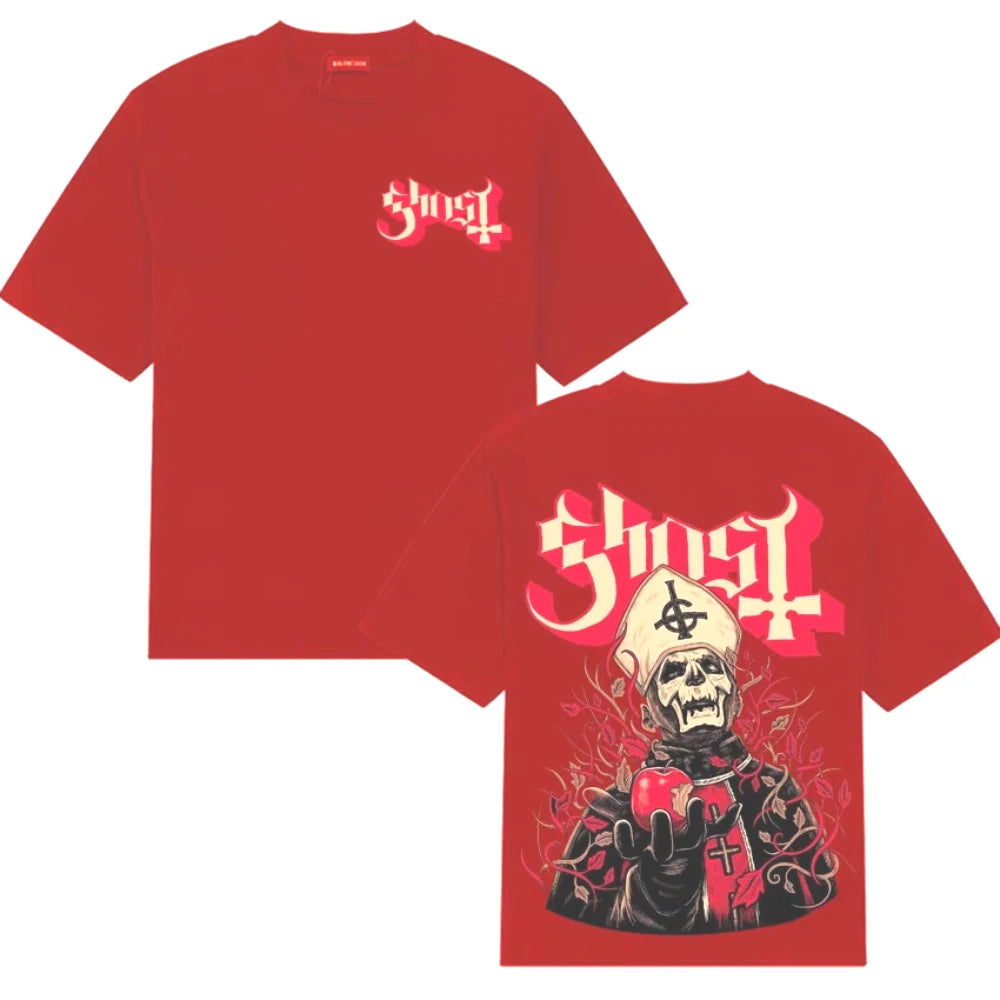 Gothic Rock Band Ghost T-shirts Mens Y2K Oversized High Quality Casual T-shirts Women Hot Sale Cozy Cotton Short Sleeve T Shirts